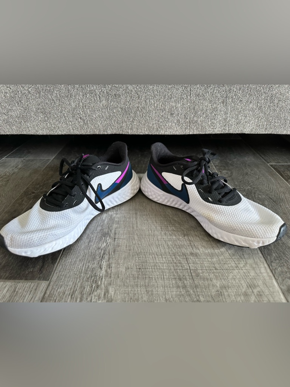 Nike Revolution Running Shoes with Black, Navy & Pink Accents - Picture 2 of 9